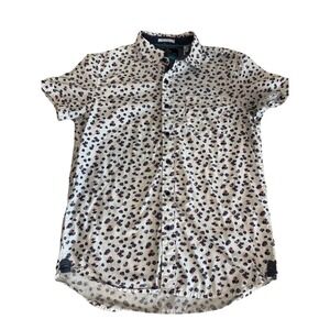 MBX Premium Goods Mens Small White Floral Short Sleeve Button Down Shirt